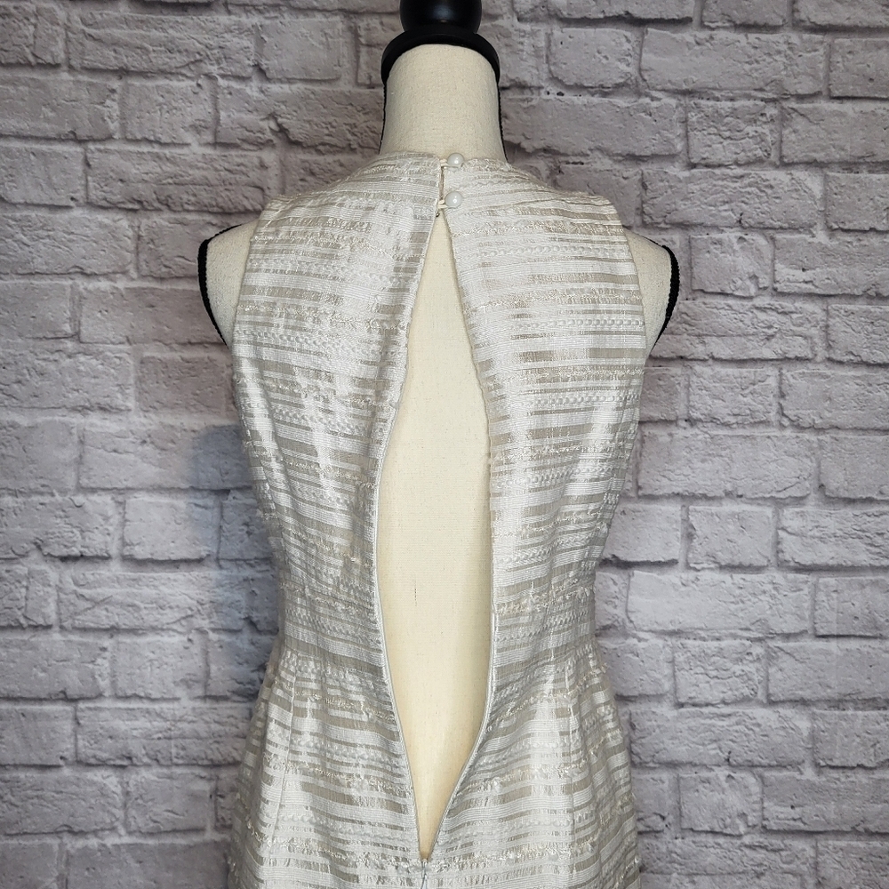Eliza J Dress Cream Yellow Jeweled Scoop Necline Sleeveless Silk Women's Size M - Picture 12 of 15
